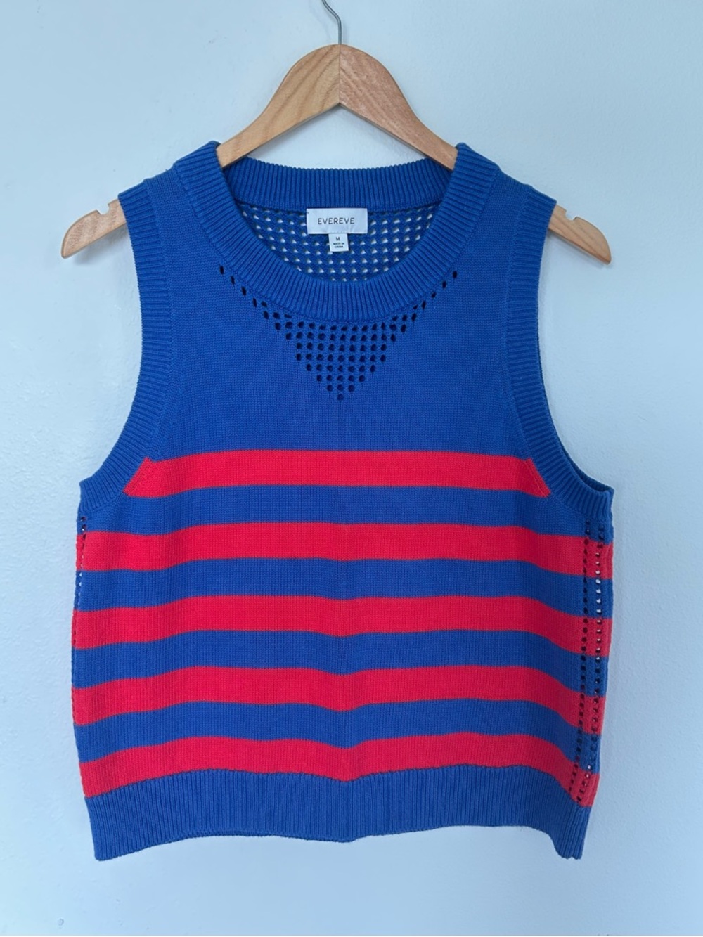 Evereve Kit Pointelle Tank Striped eyelet Knit Blouse Sweater NWOT Medium